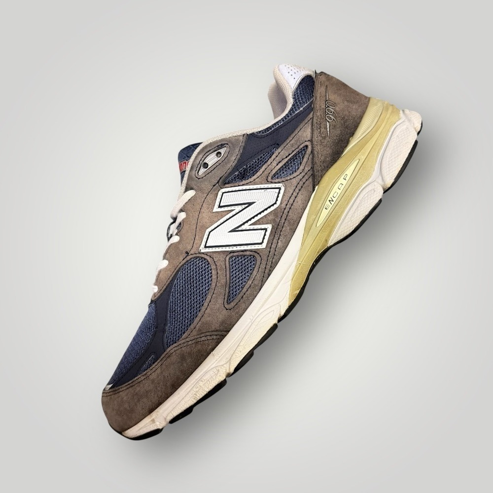 New Balance 990v3 Made inโ USA Mens 11.5 Navy Brown Suede Sneakers - Picture 5 of 11